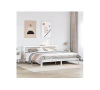 Vidaxl Cadre De Lit Et Tête De Lit Blanc 180x200 Cm Bois De Pin Massif Multicolore