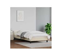 Cadre de Lit avec Tête de Lit Sommier à Lattes Lit Rembourré Cadre à Lattes Lit Simple Adulte Chambre Intérieur Crème 80x200 cm Similicuir