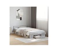 Bedframe met lade bewerkt hout betongrijs 100x200 cm3280793