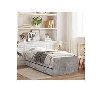 Vidaxl Cadre De Lit Avec Tiroirs Sans Matelas Gris Béton 90x200 Cm Gris