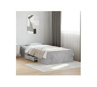 vidaXL Cadre de lit avec tiroirs sans matelas gris béton 75x190 cm