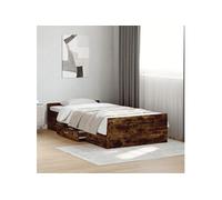 Vidaxl Cadre De Lit Avec Tiroirs Sans Matelas Chêne Fumé 100x200 Cm Multicolore