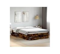 vidaXL Bedframe met lades bewerkt hout gerookt eikenkleurig 150x200 cm3280381 Marron G