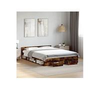 Bedframe met lades bewerkt hout gerookt eikenkleurig 150x200 cm3280745
