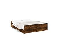 Vidaxl Cadre De Lit À Tiroirs Chêne Fumé 160x200 Cm Bois D'ingénierie Marron