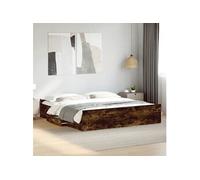 vidaXL Bedframe met lades bewerkt hout gerookt eikenkleurig 200x200 cm3280269 Marron G