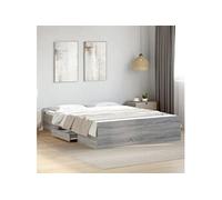 vidaXL Cadre de lit avec tiroirs sans matelas Sonoma gris 140x200 cm