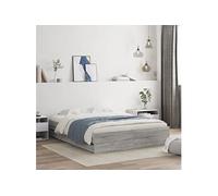 Vidaxl Cadre De Lit Avec Tiroirs Sans Matelas Sonoma Gris 150x200 Cm Marron