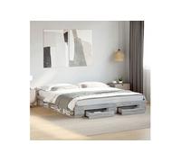 Vidaxl Cadre De Lit Avec Tiroirs Sans Matelas Sonoma Gris 180x200 Cm Marron