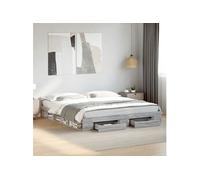 vidaXL Cadre de lit double avec tiroirs Sonoma gris 200x200 cm Bois d'ingénierie