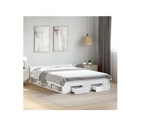 Bedframe met lades bewerkt hout wit 135x190 cm3280769