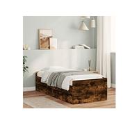 vidaXL Cadre de lit avec tiroirs chêne fumé 100x200 cm