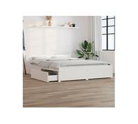 vidaXL Cadre de lit avec tiroirs Blanc 140x200 cm 3103560