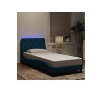 Vidaxl Cadre De Lit Avec Lumières Led Bleu 90x190 Cm Velours Bleu