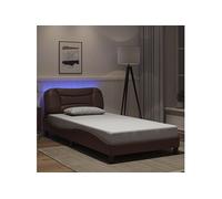 Bedframe met LED-verlichting kunstleer bruin 100x200 cm3213915