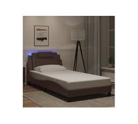 Bedframe met LED-verlichting kunstleer bruin 100x200 cm3214003