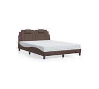 Vidaxl Cadre De Lit Avec Lumières Led Marron 140x200 Cm Similicuir Marron