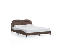 vidaXL Cadre de lit rembourré avec lumières LED et coussin, Lit double 160x200 Marron