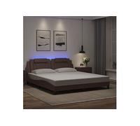 vidaXL Cadre de lit avec lumières LED marron 180x200 cm similicuir