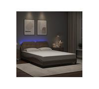 vidaXL Cadre de lit avec lumières LED Cappuccino 140x200 cm similicuir