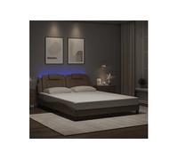 Vidaxl Cadre De Lit Avec Lumières Led Cappuccino 160x200 Cm Similicuir