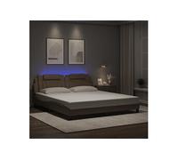 vidaXL Cadre de lit modèle 3214040 – avec LED, similicuir – Cappuccino 180x200 cm