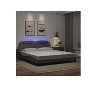 vidaXL Cadre de lit 3214039 – Lit double rembourré gris 180x200 avec LED et coussin