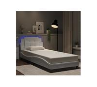 vidaXL Cadre de lit rembourré similicuir avec LED blanc 80x200 cm