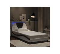 Bedframe met LED-verlichting kunstleer wit en zwart 100x200 cm3214007