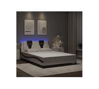Vidaxl Cadre De Lit Avec Lumières Led Blanc Noir 140x200 Cm Similicuir Blanc