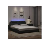 Cadre de Lit avec Lumières LED, Lit Rembourré avec Coussin, Lit Double, Lit Adulte Chambre, Moderne, Noir 180x200 cm Similicuir