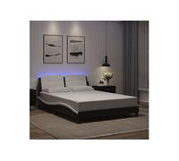 Vidaxl Cadre De Lit Avec Lumières Led Noir Blanc 120x200 Cm Similicuir Blanc