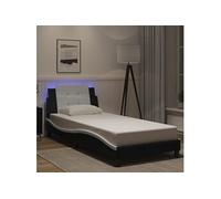 Bedframe met LED-verlichting kunstleer zwart en wit 80x200 cm3214073