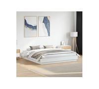 Vidaxl Cadre De Lit Avec Lumières Led Blanc 200x200 Cm Blanc