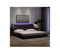 Bedframe met LED zonder matras 200x200 cm stof donkerbruin3213728