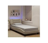 Vidaxl Cadre De Lit Avec Lumières Led Crème 90x190 Cm Tissu