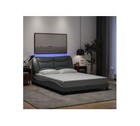 Vidaxl Cadre De Lit Avec Lumières Led Gris Clair 140x200 Cm Tissu Gris