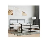 Vidaxl Cadre De Lit Métal Avec Tête De Lit/Pied De Lit Noir 160x200 Cm Noir