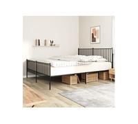 vidaXL Cadre de lit métal avec tête de lit-pied de lit noir 180x200 cm 350886