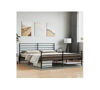 vidaXL Lit métallique sans matelas avec pied de lit noir 180x200 cm