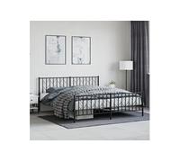 Vidaxl Cadre De Lit Métal Avec Tête De Lit/Pied De Lit Noir 180x200 Cm Noir