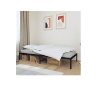 vidaXL Cadre de lit Sommier à lattes 90x200 cm Métal Noir Sans matelas