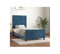 Vidaxl Cadre De Lit Avec Tête De Lit Bleu Foncé 100x200 Cm Velours Bleu