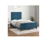 vidaXL Cadre de lit avec tête de lit bleu foncé 120x190 cm velours