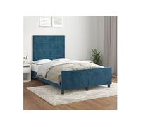 Vidaxl Cadre De Lit Avec Tête De Lit Bleu Foncé 120x190 Cm Velours Bleu