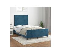 vidaXL Cadre de Lit avec Tête de Lit, Lit Rembourré, Lit Double, Lit Adulte de Chambre à Coucher Intérieur, Moderne, Bleu Foncé 120x190 cm Velours Bleu