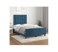 Vidaxl Cadre De Lit Avec Tête De Lit Bleu Foncé 120x190 Cm Velours Bleu