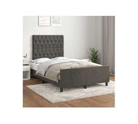 Cadre de Lit avec Tête de Lit, Lit Rembourré, Lit Double, Lit Adulte de Chambre à Coucher Intérieur, Moderne, Gris Foncé 120x190 cm Velours