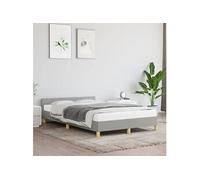 vidaXL Cadre de lit avec tête de lit tissu gris clair 120x190 cm sans matelas