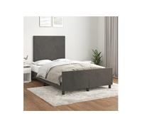 vidaXL Cadre de lit avec tête de lit Gris foncé 120x200 cm Velours